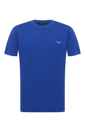 Мужская хлопковая футболка ERMENEGILDO ZEGNA синего цвета по цене 23900 руб., арт. UV526/707R | Фото 1 Мужская хлопковая футболка ERMENEGILDO ZEGNA синего цвета, арт. UV526/707R | Фото 1 (Длина (для топов): Стандартные; Материал внешний: Хлопок; Рукава: Короткие; Мужское Кросс-КТ: Футболка-одежда; Принт: Без принта; Стили: Кэжуэл)