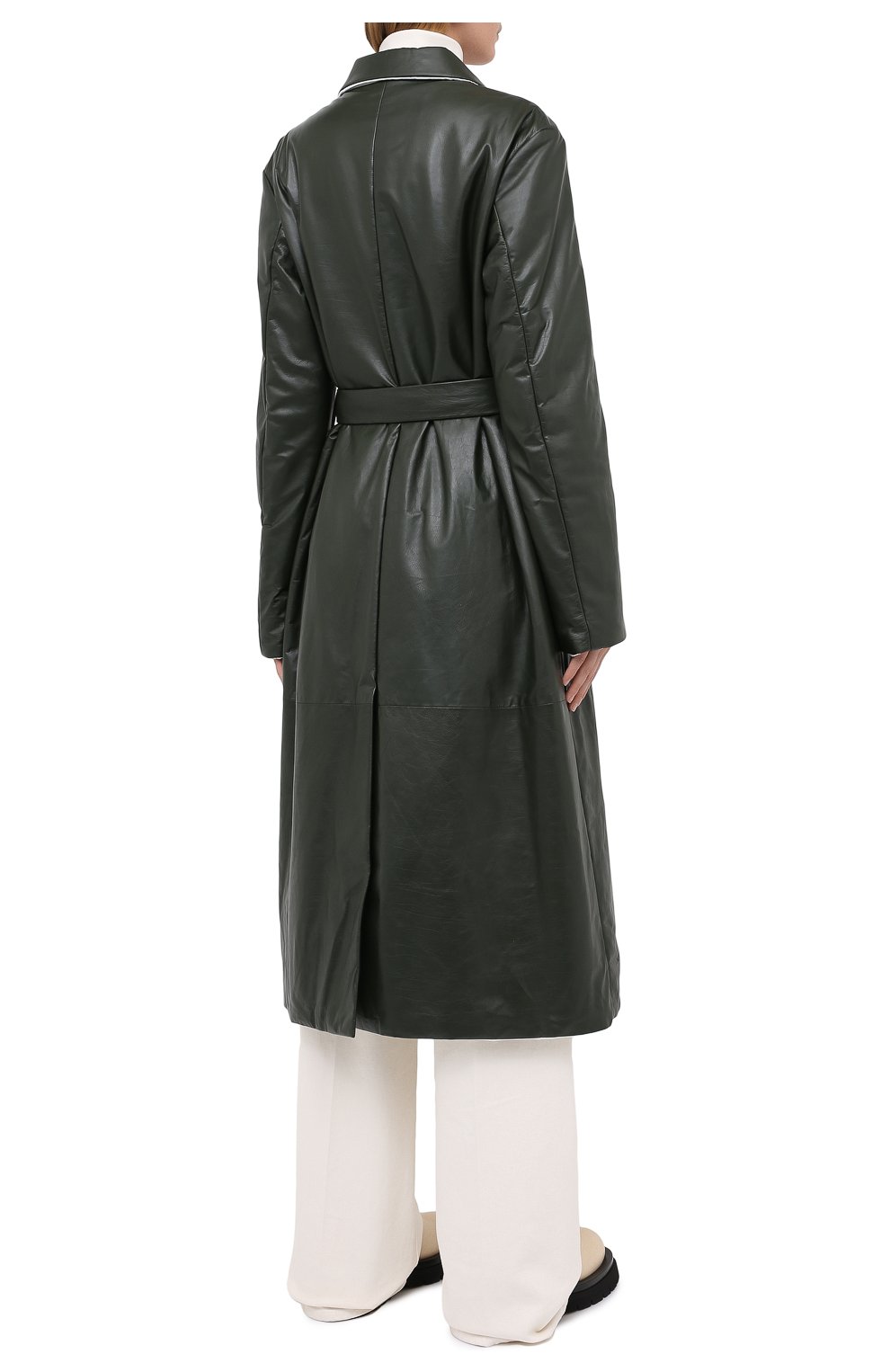 Женское темно-зеленое кожаное пальто JIL SANDER — купить ...