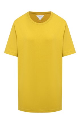 Женская хлопковая футболка BOTTEGA VENETA желтого цвета по цене 25400 руб., арт. 636861/VF1U0 | Фото 1 Женская хлопковая футболка BOTTEGA VENETA желтого цвета, арт. 636861/VF1U0 | Фото 1