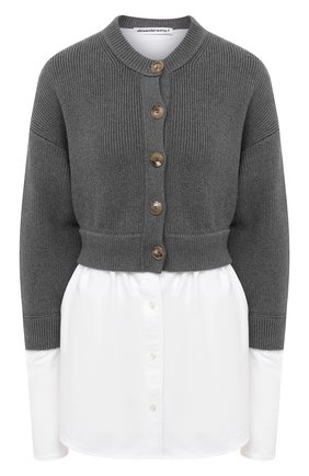 Женский хлопковый кардиган ALEXANDERWANG.T серого цвета по цене 49150 руб., арт. 4KC2203056 | Фото 1 Женский хлопковый кардиган ALEXANDERWANG.T серого цвета, арт. 4KC2203056 | Фото 1
