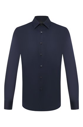 Мужская хлопковая сорочка PRADA синего цвета по цене 49500 руб., арт. UCM608-F62-F0008 | Фото 1 Мужская хлопковая сорочка PRADA синего цвета, арт. UCM608-F62-F0008 | Фото 1 (Материал внешний: Хлопок; Рукава: Длинные; Длина (для топов): Стандартные; Случай: Формальный; Стили: Классический; Воротник: Кент; Принт: Однотонные; Манжеты: На пуговицах)