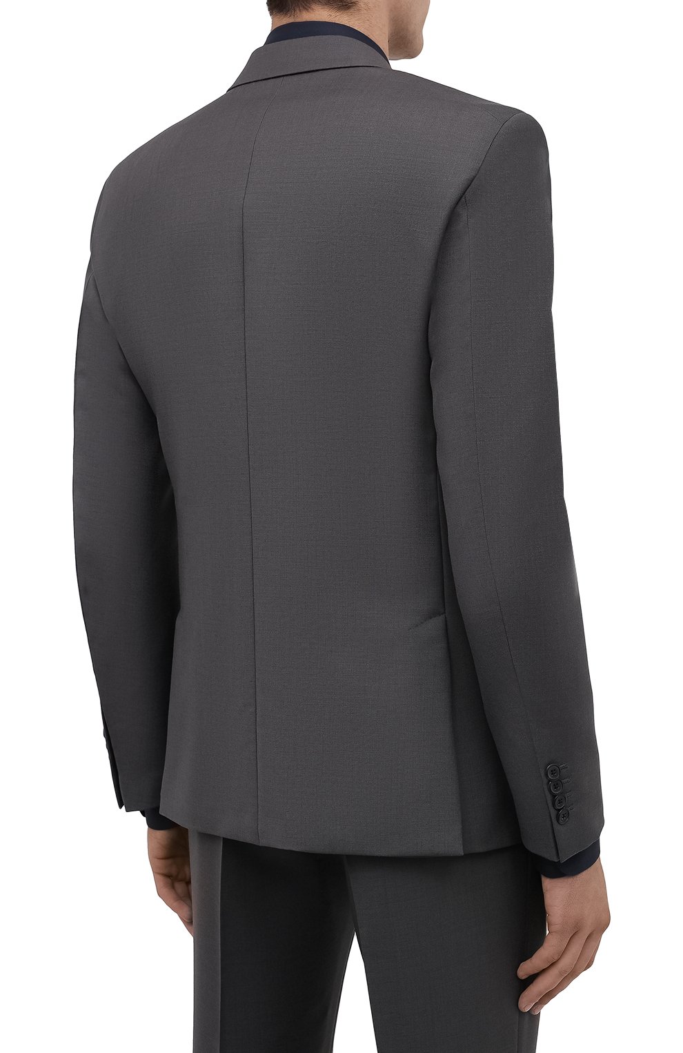 Мужской шерстяной костюм PRADA серого цвета, арт. UAE482-1P3Z-F0D65-201 | Фото 3 (Материал внешний: Шерсть; Рукава: Длинные; Костюмы М: Однобортный; Стили: Классический)