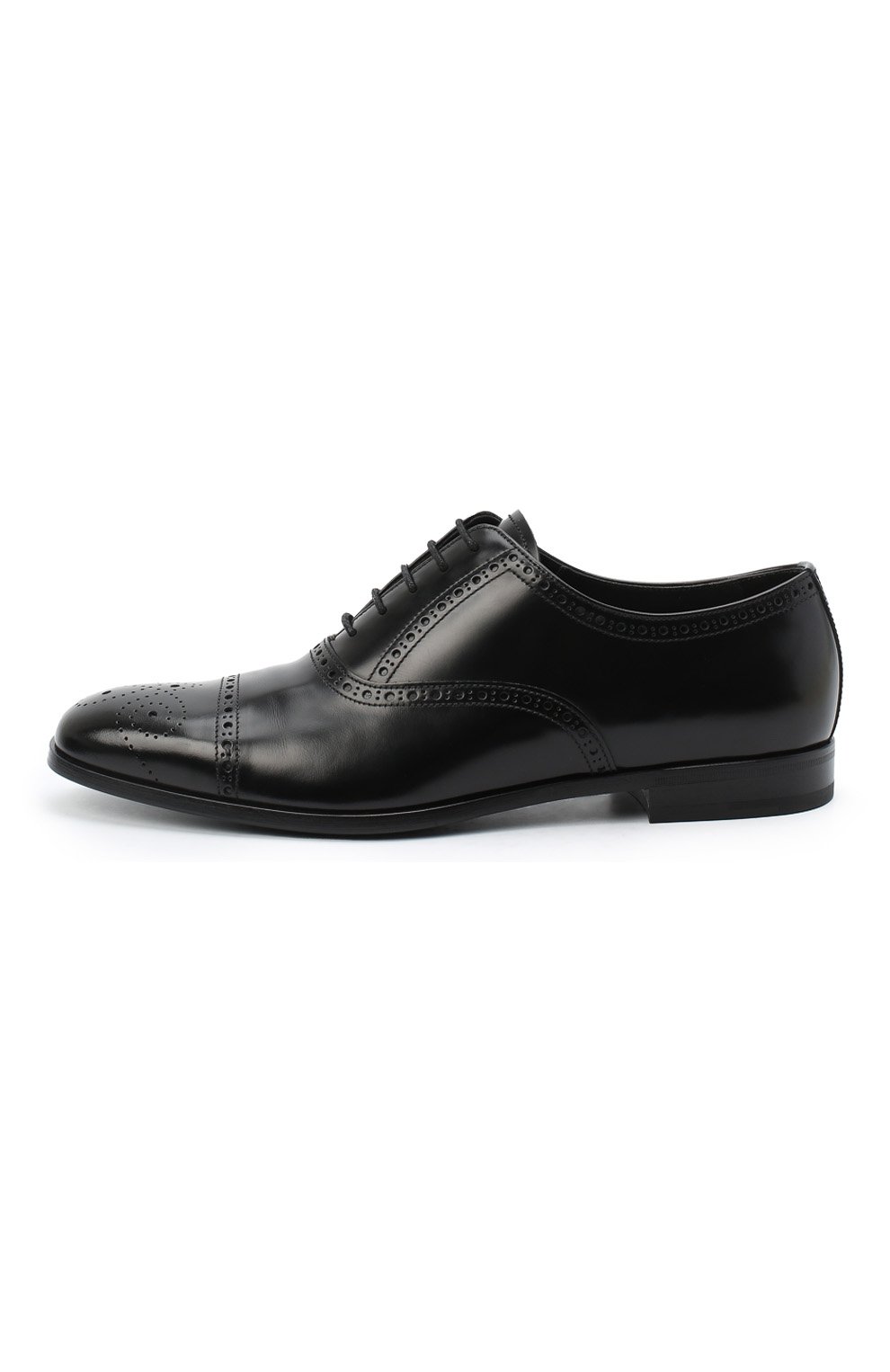 Мужские кожаные оксфорды PRADA черного цвета, арт. 2EB187-P39-F0002-X001 | Фото 3 (Материал внешний: Кожа; Мужское Кросс-КТ: Броги-обувь; Стили: Классический)