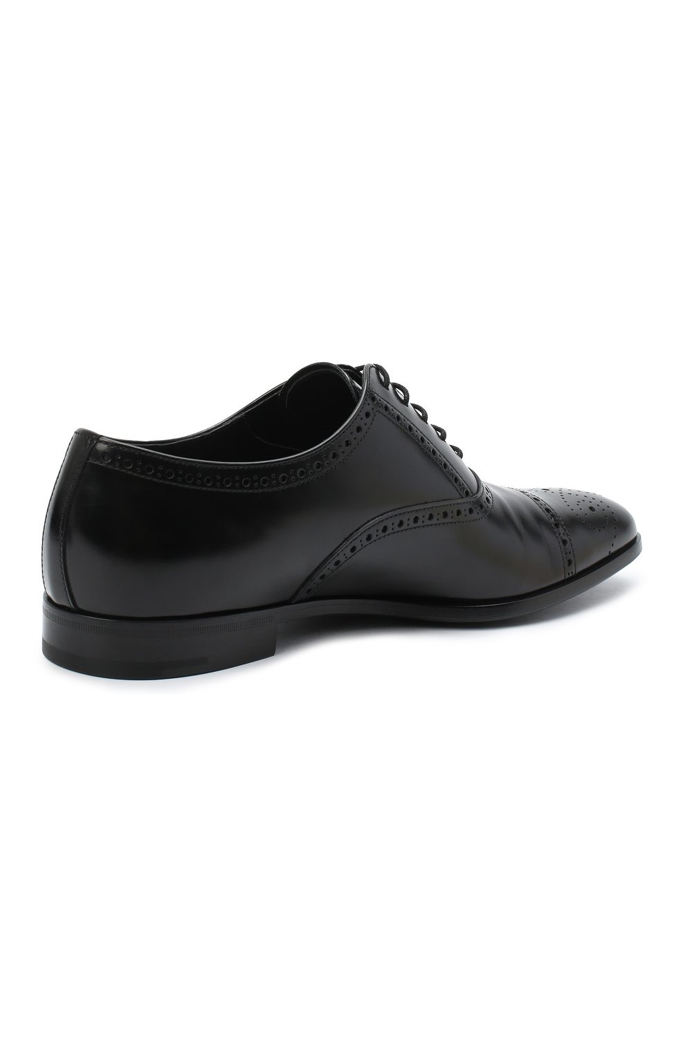 Мужские кожаные оксфорды PRADA черного цвета, арт. 2EB187-P39-F0002-X001 | Фото 4 (Материал внешний: Кожа; Мужское Кросс-КТ: Броги-обувь; Стили: Классический)