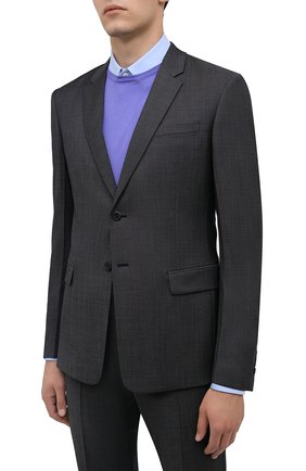 Мужской шерстяной костюм PRADA серого цвета, арт. UAE482-1N0L-F0170-201 | Фото 2 (Рукава: Длинные; Материал внешний: Шерсть; Костюмы М: Однобортный; Стили: Классический)