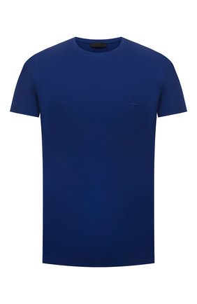 Мужская хлопковая футболка PRADA синего цвета по цене 35500 руб., арт. UJM564-1UOR-F0AIN-092 | Фото 1 Мужская хлопковая футболка PRADA синего цвета, арт. UJM564-1UOR-F0AIN-092 | Фото 1