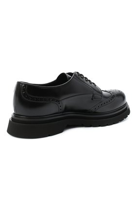 Мужские кожаные дерби PRADA черного цвета, арт. 2EE307-B4L-F0002 | Фото 4 (Материал внешний: Кожа; Мужское Кросс-КТ: Броги-обувь; Стили: Классический)