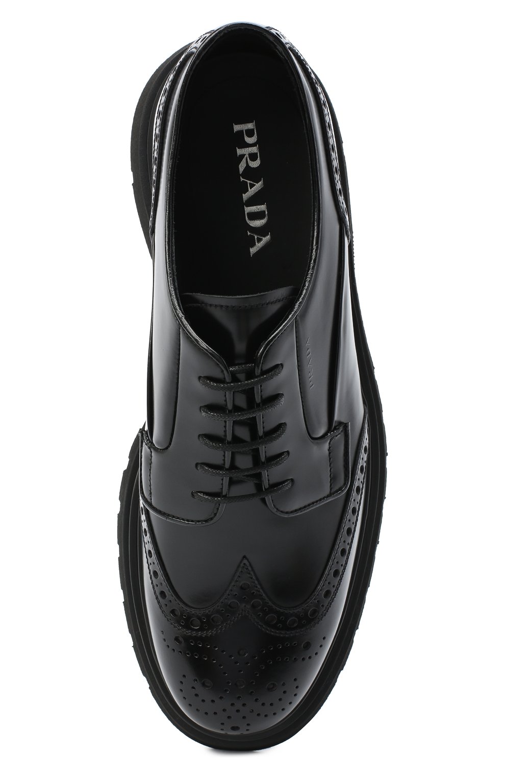 Мужские кожаные дерби PRADA черного цвета, арт. 2EE307-B4L-F0002 | Фото 5 (Материал внешний: Кожа; Мужское Кросс-КТ: Броги-обувь; Стили: Классический)