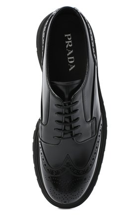 Мужские кожаные дерби PRADA черного цвета, арт. 2EE307-B4L-F0002 | Фото 5 (Материал внешний: Кожа; Мужское Кросс-КТ: Броги-обувь; Стили: Классический)