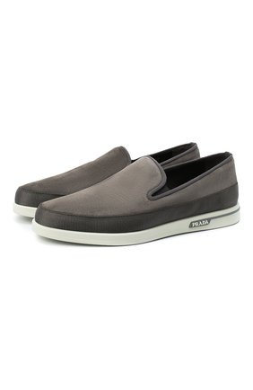 Мужские замшевые слипоны PRADA серого цвета по цене 52000 руб., арт. 4D3434-054-F073E | Фото 1 Мужские замшевые слипоны PRADA серого цвета, арт. 4D3434-054-F073E | Фото 1