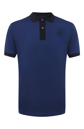 Мужское хлопковое поло PRADA синего цвета по цене 35500 руб., арт. UJN444-1C61-F0PKK-181 | Фото 1 Мужское хлопковое поло PRADA синего цвета, арт. UJN444-1C61-F0PKK-181 | Фото 1