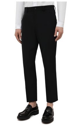 Мужские брюки PRADA черного цвета, арт. SPE12-1KJW-F0002-202 | Фото 3 (Длина (брюки, джинсы): Стандартные; Случай: Повседневный; Материал внешний: Синтетический материал; Стили: Кэжуэл)