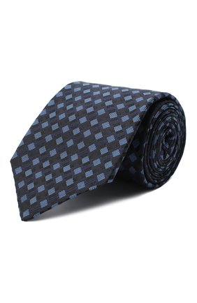 Мужской шелковый галстук LUIGI BORRELLI темно-синего цвета, арт. LC80-B/TT30284 | Фото 1 (Материал: Текстиль, Шелк; Принт: С принтом)