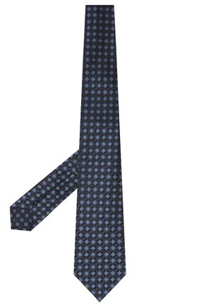 Мужской шелковый галстук LUIGI BORRELLI темно-синего цвета, арт. LC80-B/TT30284 | Фото 2 (Материал: Текстиль, Шелк; Принт: С принтом)