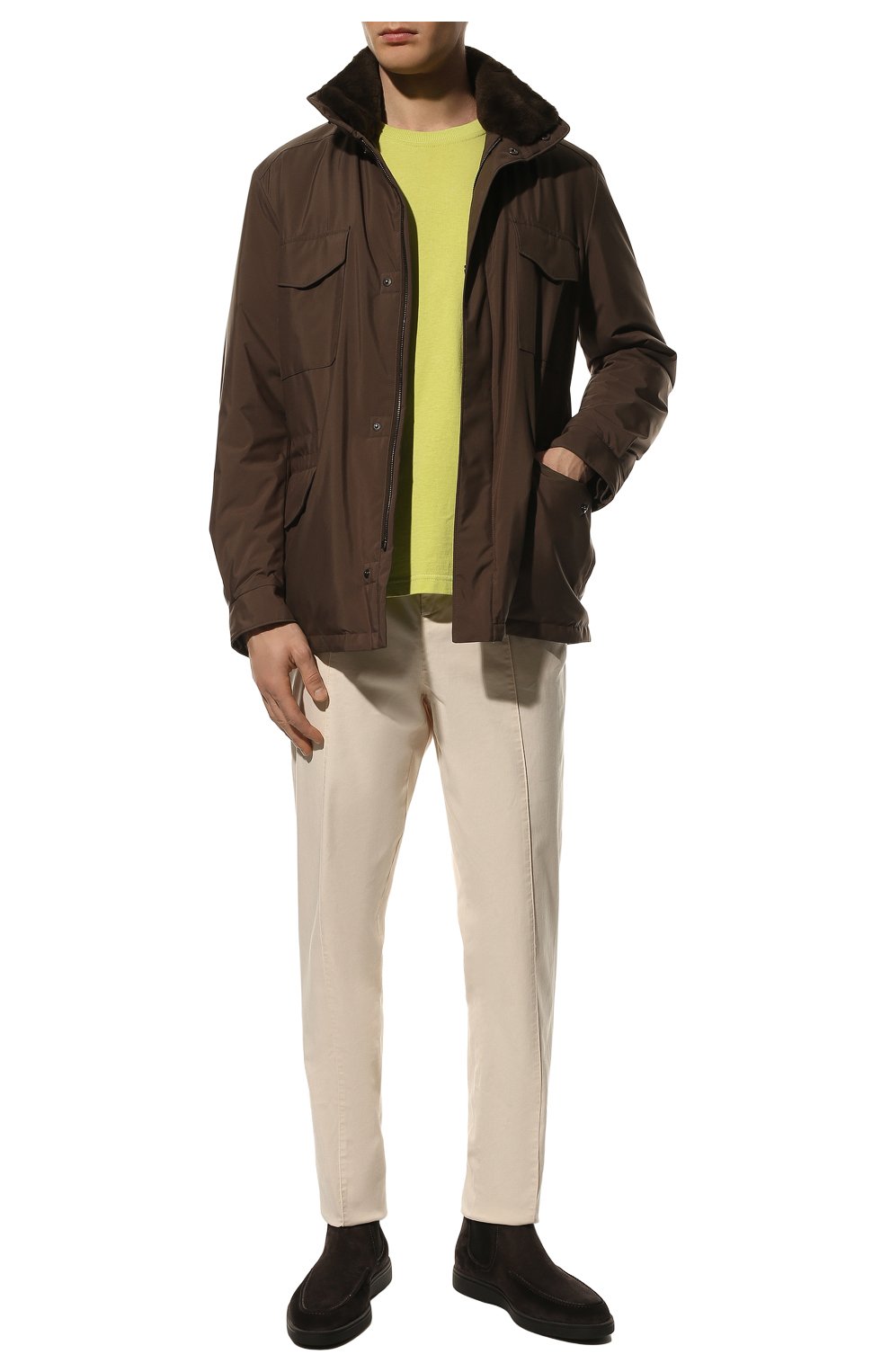 Мужская куртка с меховой подкладкой LORO PIANA коричневого цвета, арт. FAL3626 | Фото 2 (Кросс-КТ: Куртка; Рукава: Длинные; Длина (верхняя одежда): До середины бедра; Материал утеплителя: Натуральный мех; Материал внешний: Синтетический материал; Региональные ограничения белый список (Axapta Mercury): RU; Мужское Кросс-КТ: утепленные куртки, Верхняя одежда; Стили: Кэжуэл)