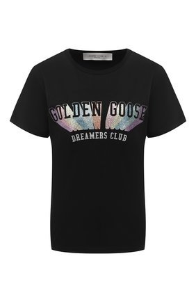 Женская хлопковая футболка GOLDEN GOOSE DELUXE BRAND черного цвета по цене 13050 руб., арт. GWP00327.P000192 | Фото 1 Женская хлопковая футболка GOLDEN GOOSE DELUXE BRAND черного цвета, арт. GWP00327.P000192 | Фото 1