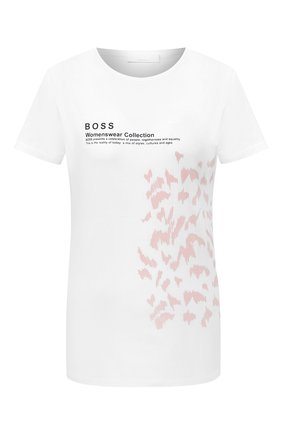 Женская хлопковая футболка BOSS белого цвета по цене 5500 руб., арт. 50436774 | Фото 1 Женская хлопковая футболка BOSS белого цвета, арт. 50436774 | Фото 1