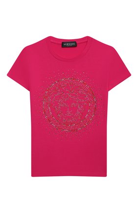 Детская хлопковая футболка VERSACE фуксия цвета по цене 15300 руб., арт. YC000430/YA00019/8A-14A | Фото 1 Детская хлопковая футболка VERSACE фуксия цвета, арт. YC000430/YA00019/8A-14A | Фото 1