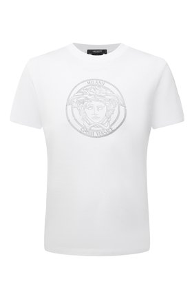 Мужская хлопковая футболка VERSACE белого цвета по цене 21850 руб., арт. A87381/A228806 | Фото 1 Мужская хлопковая футболка VERSACE белого цвета, арт. A87381/A228806 | Фото 1
