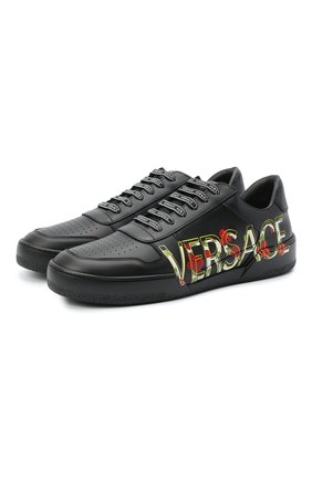Мужские кожаные кеды ilus VERSACE черного цвета по цене 39950 руб., арт. DSU7843/DV26G | Фото 1 Мужские кожаные кеды ilus VERSACE черного цвета, арт. DSU7843/DV26G | Фото 1