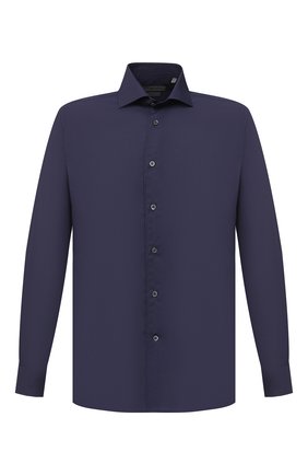 Мужская хлопковая сорочка CORNELIANI темно-синего цвета по цене 22550 руб., арт. 86P100-0811408/00 | Фото 1 Мужская хлопковая сорочка CORNELIANI темно-синего цвета, арт. 86P100-0811408/00 | Фото 1 (Материал внешний: Хлопок; Рукава: Длинные; Длина (для топов): Стандартные; Случай: Формальный; Стили: Классический; Воротник: Кент; Манжеты: На пуговицах; Мужское Кросс-КТ: Сорочка-одежда; Принт: Однотонные)