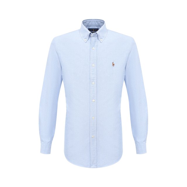 Хлопковая рубашка Polo Ralph Lauren голубого цвета