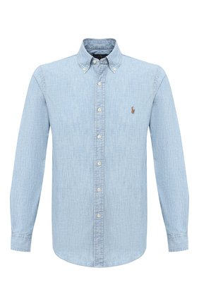Мужская хлопковая рубашка POLO RALPH LAUREN голубого цвета по цене 12950 руб., арт. 710795458 | Фото 1 Мужская хлопковая рубашка POLO RALPH LAUREN голубого цвета, арт. 710795458 | Фото 1