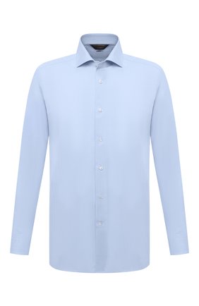 Мужская хлопковая сорочка ZEGNA COUTURE голубого цвета по цене 88600 руб., арт. E02301/9NS0LB | Фото 1 Мужская хлопковая сорочка ZEGNA COUTURE голубого цвета, арт. E02301/9NS0LB | Фото 1 (Рукава: Длинные; Материал внешний: Хлопок; Длина (для топов): Стандартные; Случай: Формальный; Стили: Классический; Принт: Однотонные; Манжеты: На пуговицах; Воротник: Акула; Мужское Кросс-КТ: Сорочка-одежда)
