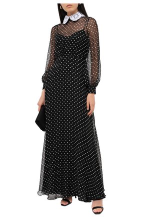 Женское шелковое платье VALENTINO черно-белого цвета по цене 438500 руб., арт. UB3VDB105KN | Фото 2 Женское шелковое платье VALENTINO черно-белого цвета, арт. UB3VDB105KN | Фото 2