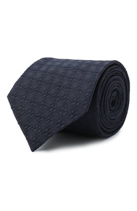 Мужской шелковый галстук ZEGNA COUTURE темно-синего цвета, арт. Z8C00/15C | Фото 1 (Материал: Текстиль, Шелк; Принт: С принтом)