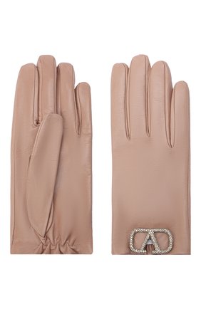 Женские кожаные перчатки VALENTINO бежевого цвета по цене 68700 руб., арт. UW2GDA00/NEB | Фото 2 Женские кожаные перчатки VALENTINO бежевого цвета, арт. UW2GDA00/NEB | Фото 2 (Материал: Кожа)