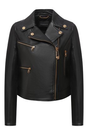 Женская кожаная куртка VERSACE черного цвета по цене 239500 руб., арт. A87221/A234801 | Фото 1 Женская кожаная куртка VERSACE черного цвета, арт. A87221/A234801 | Фото 1