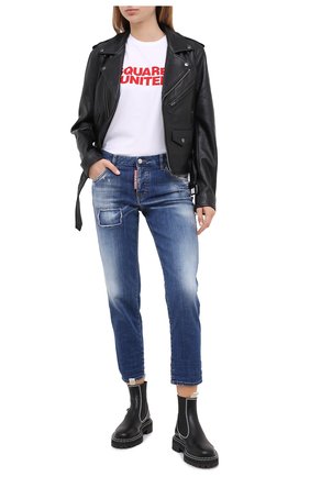 Женская хлопковая футболка DSQUARED2 белого цвета по цене 18150 руб., арт. S75GD0109/S23009 | Фото 2 Женская хлопковая футболка DSQUARED2 белого цвета, арт. S75GD0109/S23009 | Фото 2