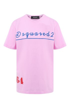 Женская хлопковая футболка DSQUARED2 розового цвета по цене 19950 руб., арт. S75GD0120/S22427 | Фото 1 Женская хлопковая футболка DSQUARED2 розового цвета, арт. S75GD0120/S22427 | Фото 1