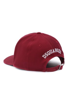 Женская хлопковая бейсболка DSQUARED2 бордового цвета по цене 10550 руб., арт. BCM0352 05C00001 | Фото 2 Женская хлопковая бейсболка DSQUARED2 бордового цвета, арт. BCM0352 05C00001 | Фото 2