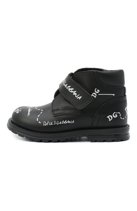 Детские кожаные ботинки DOLCE & GABBANA черного цвета, арт. DL0064/AH813/19-28 | Фото 2 (Материал внутренний: Натуральная кожа; Материал внешний: Кожа)
