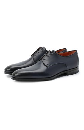 Мужской кожаные дерби SANTONI темно-синего цвета по цене 62900 руб., арт. MCLE16204SI1ESCSU53 | Фото 1 Мужской кожаные дерби SANTONI темно-синего цвета, арт. MCLE16204SI1ESCSU53 | Фото 1