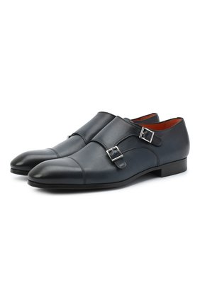 Мужские кожаные монки SANTONI темно-синего цвета по цене 43950 руб., арт. MGSI14549SM0ICLBU42 | Фото 1 Мужские кожаные монки SANTONI темно-синего цвета, арт. MGSI14549SM0ICLBU42 | Фото 1