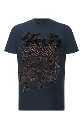 Мужская хлопковая футболка ZEGNA COUTURE синего цвета по цене 41450 руб., арт. CVCJ08/8VJ07 | Фото 1 Мужская хлопковая футболка ZEGNA COUTURE синего цвета, арт. CVCJ08/8VJ07 | Фото 1