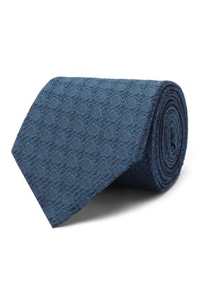 Мужской шелковый галстук ZEGNA COUTURE синего цвета, арт. Z8C01/15C | Фото 1 (Материал: Текстиль, Шелк; Принт: С принтом)