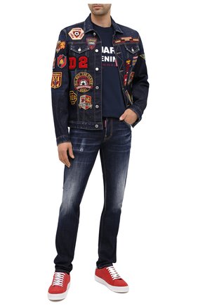 Мужская хлопковая футболка DSQUARED2 темно-синего цвета по цене 18150 руб., арт. S74GD0729/S21600 | Фото 2 Мужская хлопковая футболка DSQUARED2 темно-синего цвета, арт. S74GD0729/S21600 | Фото 2