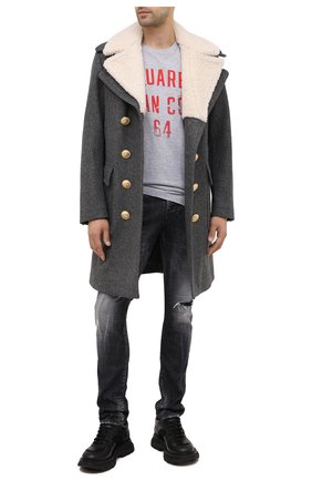 Мужская футболка из хлопка и вискозы DSQUARED2 серого цвета по цене 19950 руб., арт. S74GD0738/S22146 | Фото 2 Мужская футболка из хлопка и вискозы DSQUARED2 серого цвета, арт. S74GD0738/S22146 | Фото 2