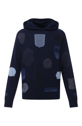 Мужской худи из шерсти и хлопка DSQUARED2 темно-синего цвета по цене 56600 руб., арт. S74HA1114/S17395 | Фото 1 Мужской худи из шерсти и хлопка DSQUARED2 темно-синего цвета, арт. S74HA1114/S17395 | Фото 1