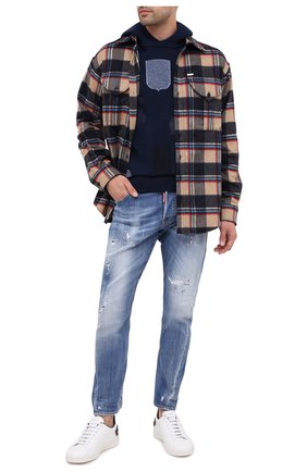 Мужской худи из шерсти и хлопка DSQUARED2 темно-синего цвета по цене 56600 руб., арт. S74HA1114/S17395 | Фото 2 Мужской худи из шерсти и хлопка DSQUARED2 темно-синего цвета, арт. S74HA1114/S17395 | Фото 2