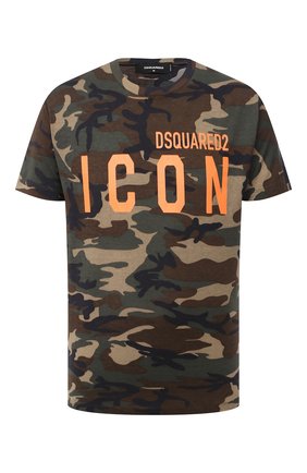 Мужская футболка из вискозы DSQUARED2 хаки цвета по цене 21550 руб., арт. S79GC0009/S23723 | Фото 1 Мужская футболка из вискозы DSQUARED2 хаки цвета, арт. S79GC0009/S23723 | Фото 1