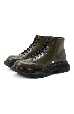 Женские кожаные ботинки ALEXANDER MCQUEEN хаки цвета по цене 66000 руб., арт. 595469/WHQS1 | Фото 1 Женские кожаные ботинки ALEXANDER MCQUEEN хаки цвета, арт. 595469/WHQS1 | Фото 1