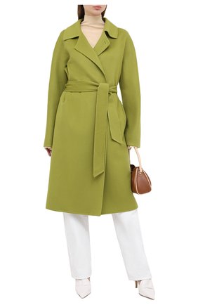 Женское кашемировое пальто KITON зеленого цвета, арт. D48651DK05I38 | Фото 2 (Материал внешний: Шерсть, Кашемир; Длина (верхняя одежда): До колена; Рукава: Длинные; 1-2-бортные: Однобортные; Региональные ограничения белый список (Axapta Mercury): RU)