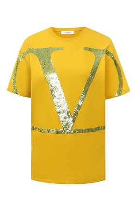 Женская хлопковая футболка VALENTINO желтого цвета по цене 83900 руб., арт. UB3MG09A5UK | Фото 1 Женская хлопковая футболка VALENTINO желтого цвета, арт. UB3MG09A5UK | Фото 1