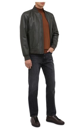 Мужской кожаный бомбер Z ZEGNA хаки цвета по цене 157500 руб., арт. VV077/ZZ912 | Фото 2 Мужской кожаный бомбер Z ZEGNA хаки цвета, арт. VV077/ZZ912 | Фото 2