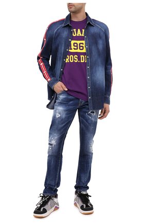 Мужская хлопковая футболка DSQUARED2 фиолетового цвета по цене 21050 руб., арт. S74GD0759/S22427 | Фото 2 Мужская хлопковая футболка DSQUARED2 фиолетового цвета, арт. S74GD0759/S22427 | Фото 2